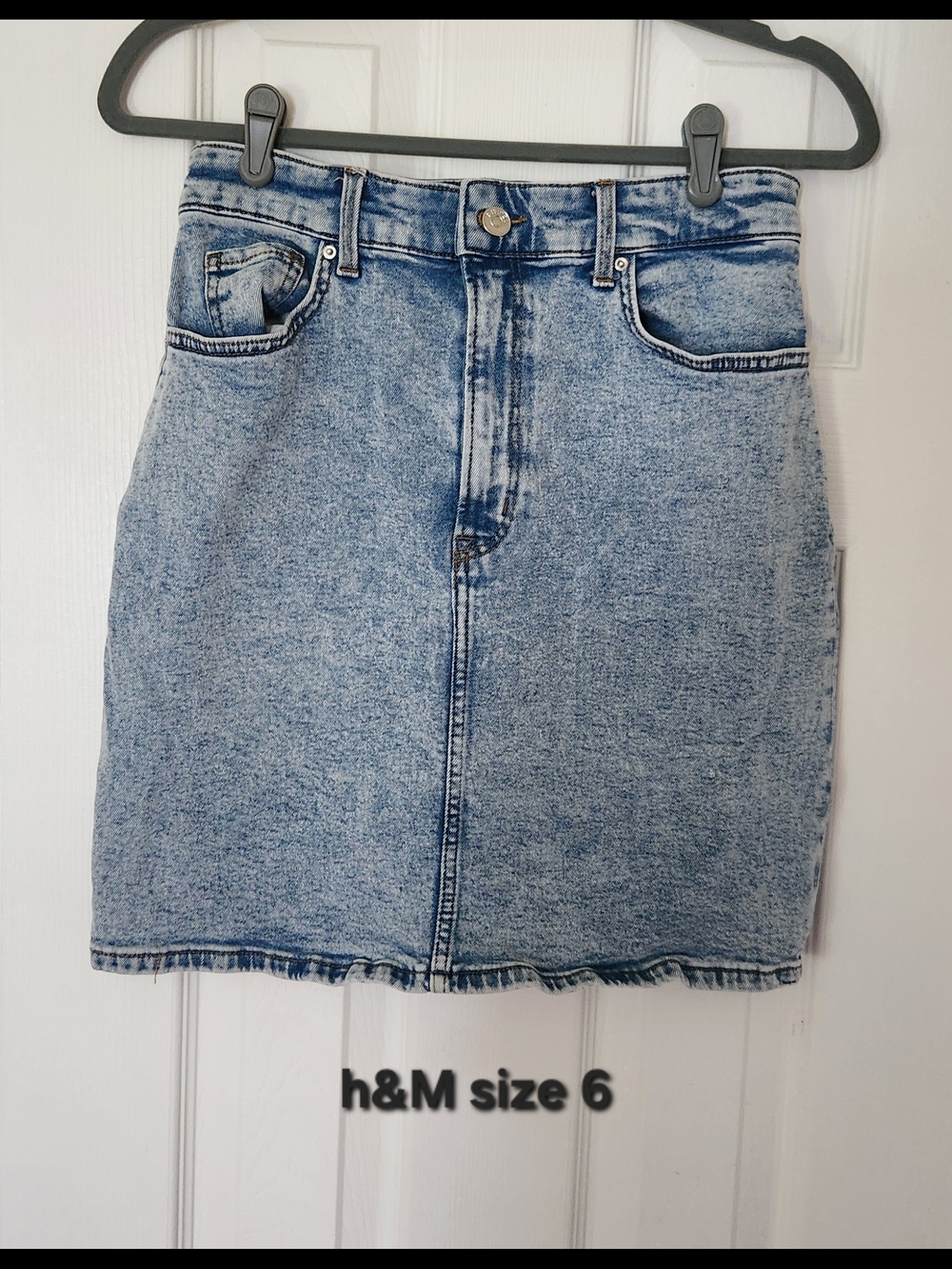 H&M Light Acid Wash Denim Mini Skirt - Light Blue